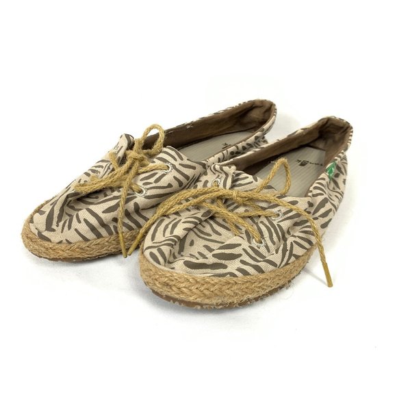 3/$25 Sanuk Canvas Rope Zebra Safari Espadrille Shoes 7 - Picture 1 of 11